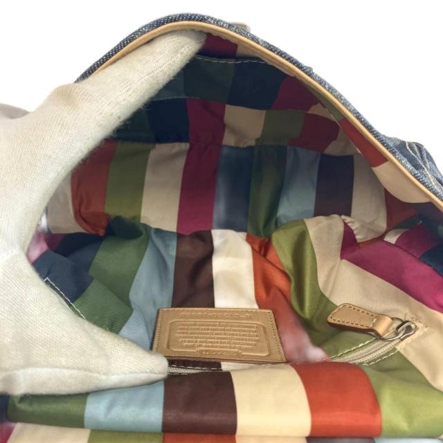 【中古】COACH ニューウィリス ハンドバック 肩先 2WAY ジーンズ なめし革 名書き インディゴ ベージュ 19968