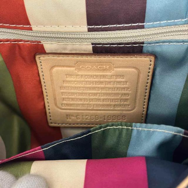 【中古】COACH ニューウィリス ハンドバック 肩先 2WAY ジーンズ なめし革 名書き インディゴ ベージュ 19968