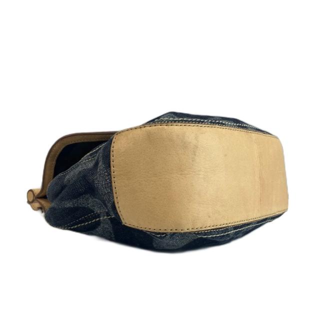 【中古】COACH ニューウィリス ハンドバック 肩先 2WAY ジーンズ なめし革 名書き インディゴ ベージュ 19968