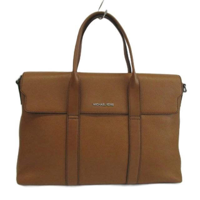 【中古】MICHAEL KORS COOPER ビジネスバッグ ブリーフケース 牛革 ペブルドレザー ロゴ 茶色 37S4LCOA6L