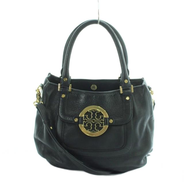 【中古】トリーバーチ TORY BURCH Amanda Classic Hobo トートバッグ ショルダー 2WAY アマンダロゴ ペブルドレザー