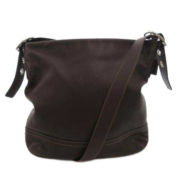 【中古】コーチ職 COACH F01414 OLD ショルダーバッグ なめし革 裏地総柄 名書き 赤銅色 /MX レディース