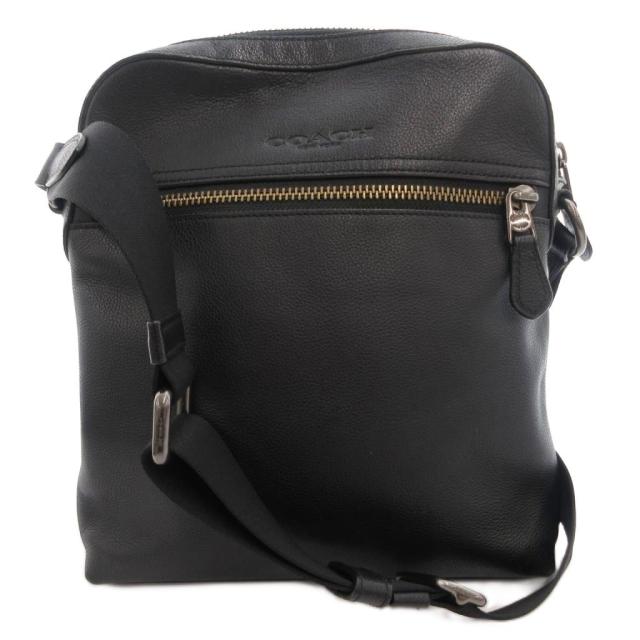 【中古】コーチ職 COACH ショルダーバッグ 曲がった掛け 差し交わす上半身 ロゴタイプ なめし革 黒 黒いこと F68014