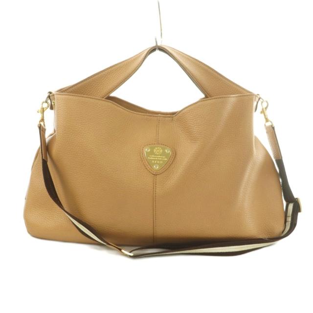 【中古】アタオ ATAO elvy 2WAY ハンドバック ショルダーバッグ なめし革 ベージュ /MI ■GY18 レディース
