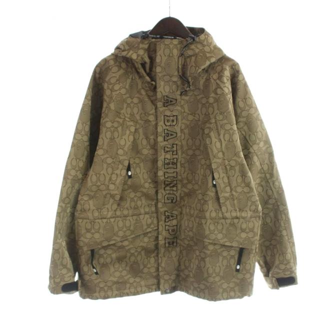 【中古】コーチ COACH エイプ APE 001HJG231904X ジップアップパーカー ジャケット シグネチャー XL ベージュ 茶 /MQ