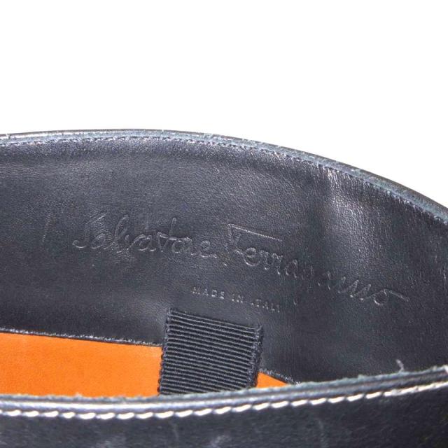【中古】サルヴァトーレフェラガモ Salvatore Ferragamo ロングブーツ ラウンドトゥ レザー ロゴ 5.5 23cm 黒_6