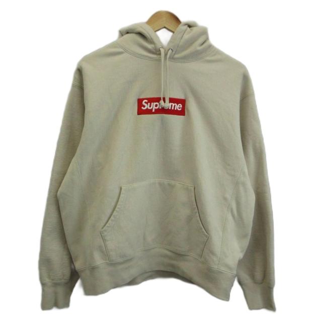 【中古】シュプリーム SUPREME Box Logo Hooded Sweatshirt パーカー 長袖 裏起毛 プルオーバー 刺繍 S ベージュ