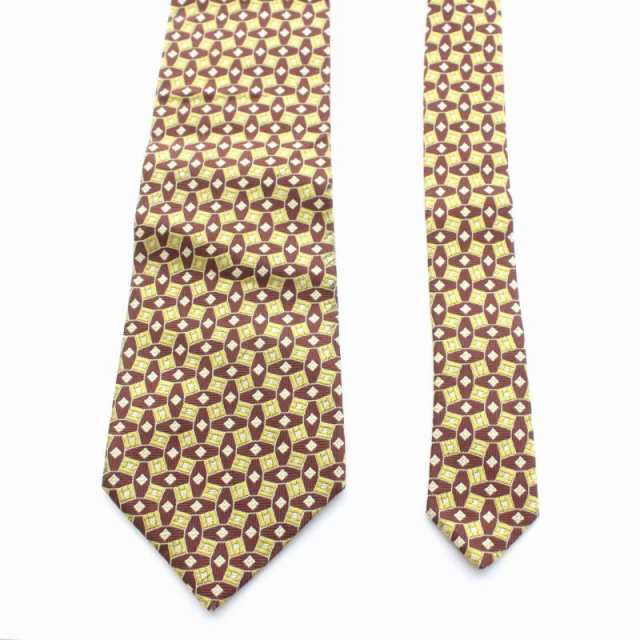 2021新商品 YVES SAINT LAURENT 1844 ネクタイ 黄色 シルク100% イブサンローラン 古着 ネクタイ ブラウン