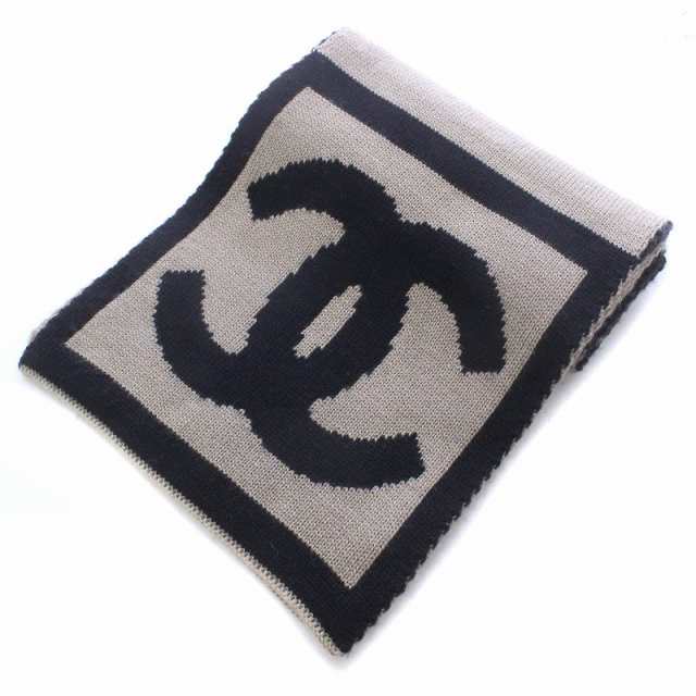 中古】シャネル CHANEL マフラー ウール シルク混 カシミヤ混