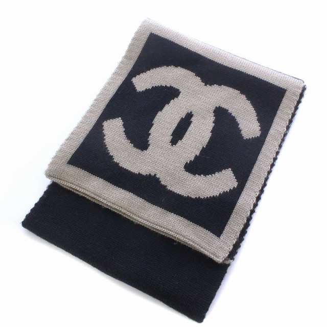 中古】シャネル CHANEL マフラー ウール シルク混 カシミヤ混