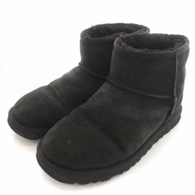 中古】アグ UGG ムートンブーツ ショートブーツ US6 23cm 黒 ブラック