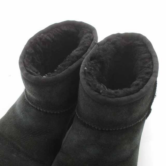 中古】アグ UGG ムートンブーツ ショートブーツ US6 23cm 黒 ブラック