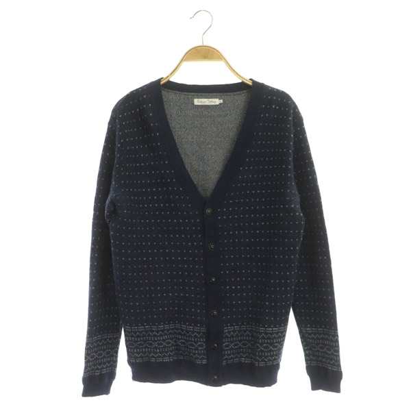 中古】デラックス Deluxe Clothing カーディガン ニット 長袖 総柄 V