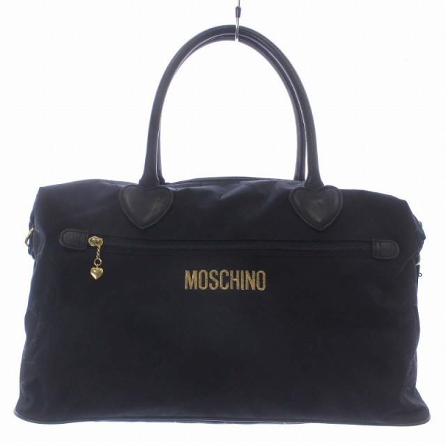 MOSCHINO by redwall ナイロン×レザー 金ロゴ ボストンバッグ ...