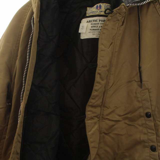 【中古】コリンス CORINTH MFG CO ARCTIC PARKA FLIGHT TYPE N3B フライトジャケット ミリタリー フード  ファー S 黄｜au PAY マーケット