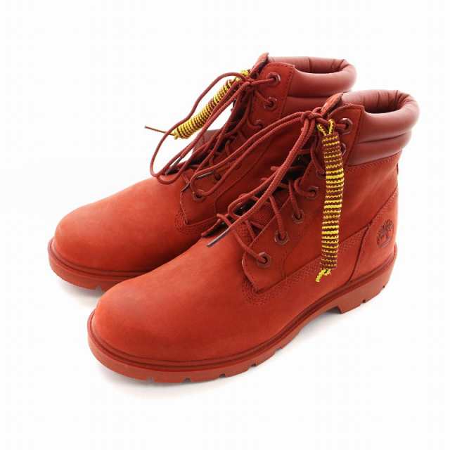 【中古】Timberland レースアップブーツ ベーシック タグ付き ヌバック レザー ユース 6インチ EU41 25.5cm 赤  A1OTD｜au PAY マーケット