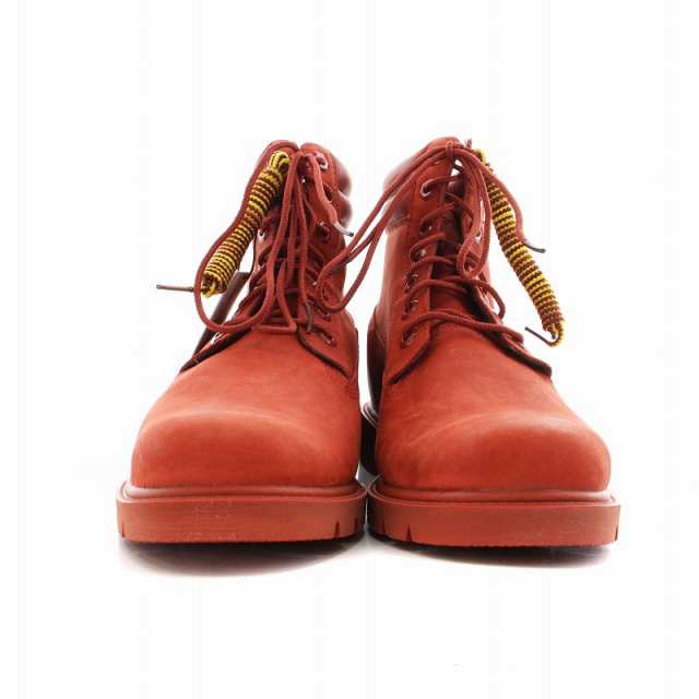 【中古】Timberland レースアップブーツ ベーシック タグ付き ヌバック レザー ユース 6インチ EU41 25.5cm 赤  A1OTD｜au PAY マーケット