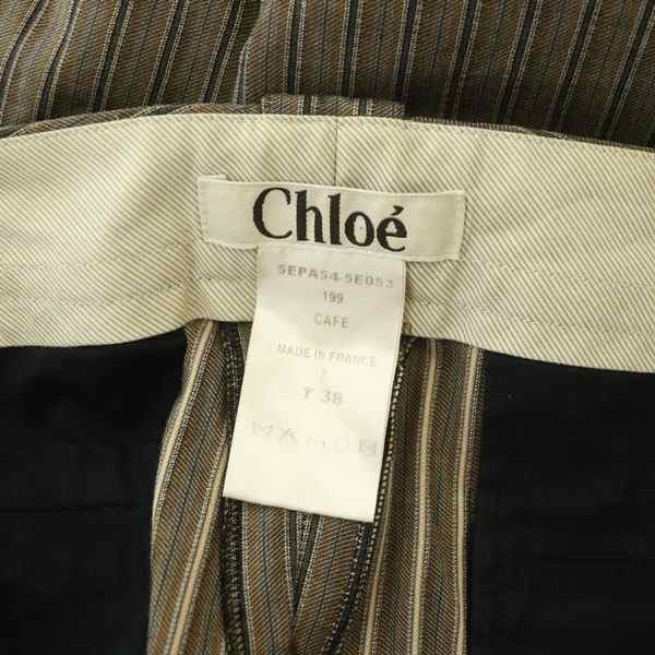 中古】クロエ CHLOE ワイドパンツ ストライプ スラックス コットン