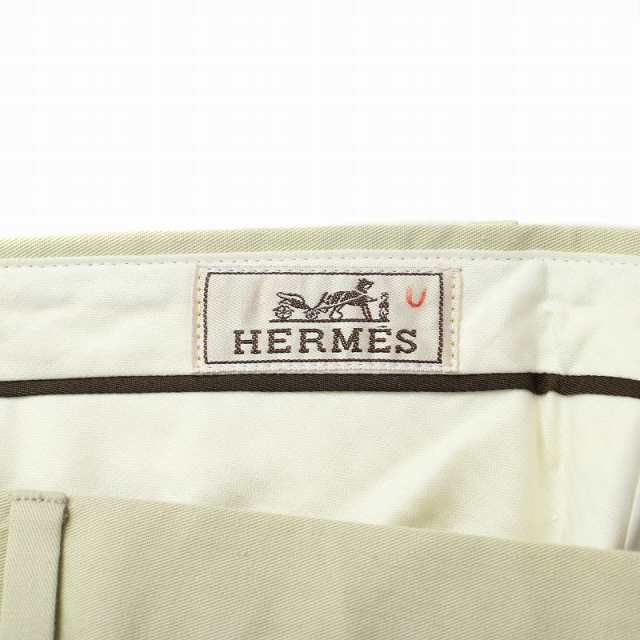 中古】未使用品 エルメス HERMES タグ付 パンツ スラックス コットン