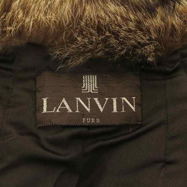 【中古】ランバン LANVIN ファーコート 毛皮 フォックスファー ミドル 13 XL 茶 ブラウン /AQ ■GY18 レディース