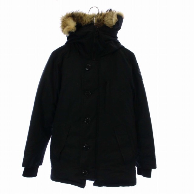 【中古】CANADA GOOSE アメリカンラグシー別注 CHATEAU PARKA ダウンジャケット ナイロン ファー ロゴ XS 黒 68F8490