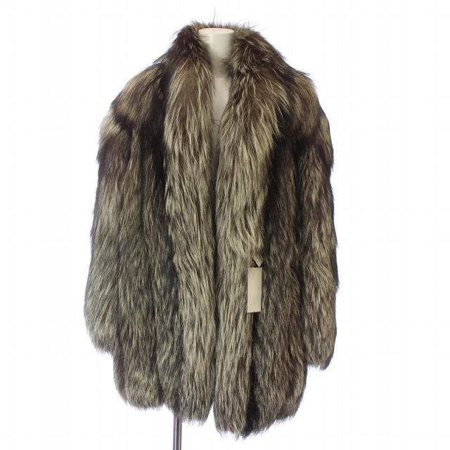 中古】未使用品 サガフォックス 銀サガ 毛皮コート シルバー