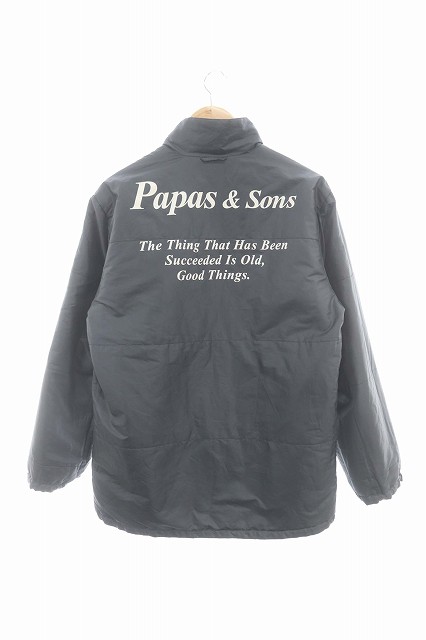 【中古】パパス Papas &SONS リバーシブル ナイロン ジャケット ブルゾン 中綿 ロゴプリント L マルチカラー