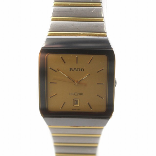 【中古】ラドー RADO 129.0266.3 DIA STAR ダイヤスター 腕時計 クォーツ デイト 金色文字盤 シルバー ゴールド