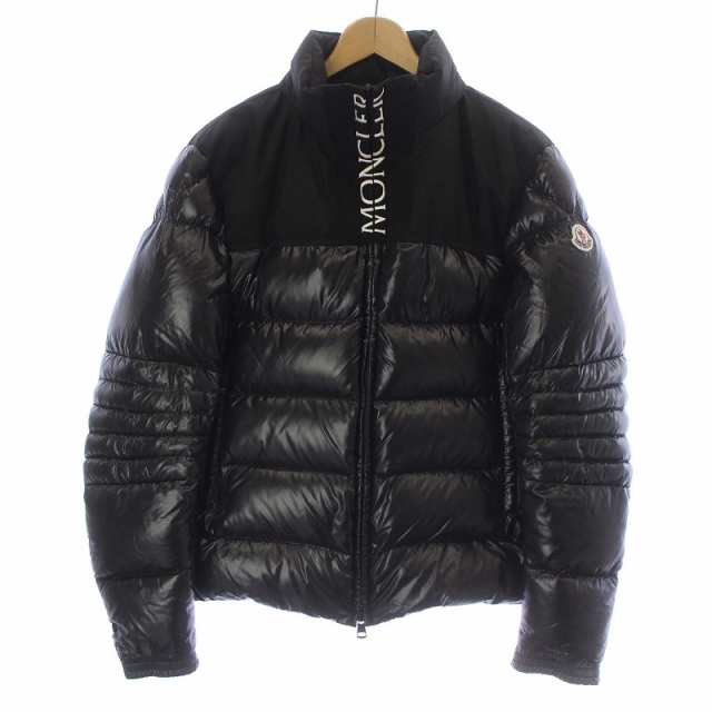 【中古】モンクレール MONCLER 19AW BRUEL ブリュエル ダウンジャケット ジップアップ ワッペン ナイロン 1 黒 メンズ