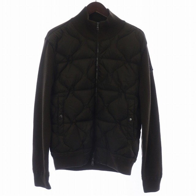 【中古】MONCLER 18AW MAGLIONE TRICOT CARDIGAN ニット切替 ダウンジャケット M カーキ D20919418900 97551