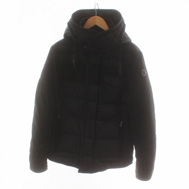 【中古】モンクレール MONCLER RYAN ライアン ダウンジャケット ジップアップ フード 切替 2 黒 C20914139285 メンズ