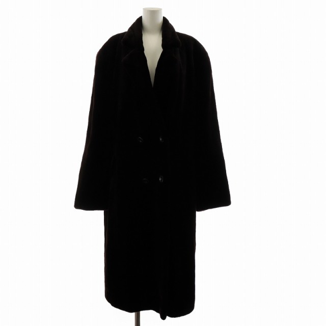 【中古】サガミンク SAGA MINK 銀サガ Carven furs Paris カルヴェン シェアード ミンクファー コート 毛皮 ロング L