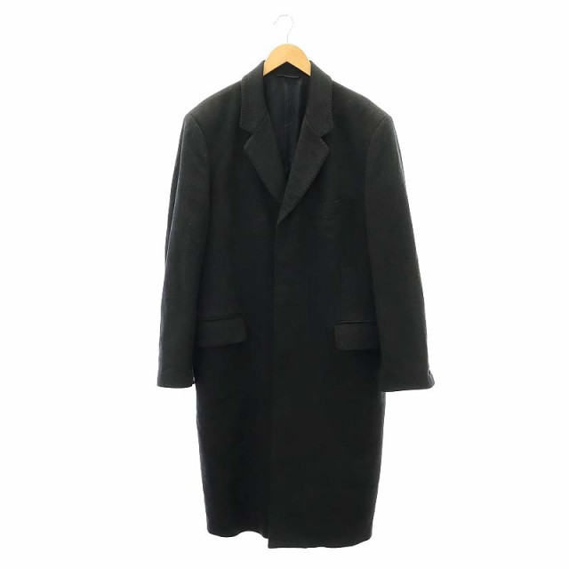 【中古】ピエールバルマン PIERRE BALMAIN カシミヤ チェスターコート アウター ロング LL チャコールグレー メンズ