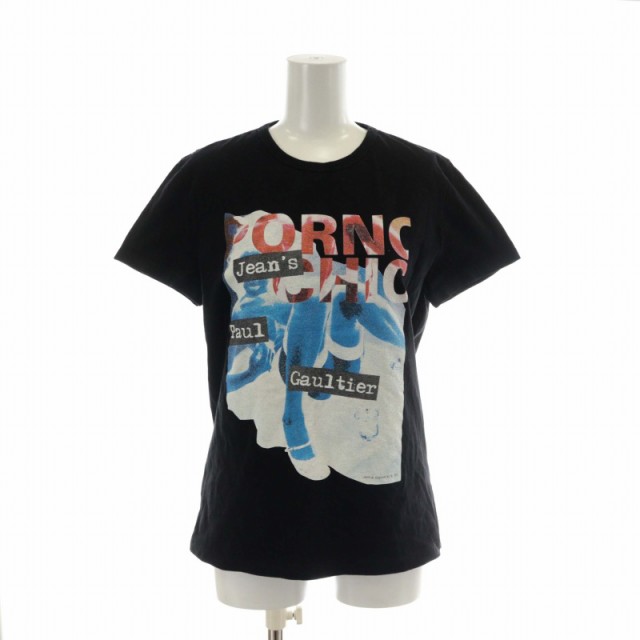 【中古】ジャンポールゴルチエ Jean Paul GAULTIER Tシャツ カットソー 半袖 クルーネック ロゴ プリント 48 M 黒