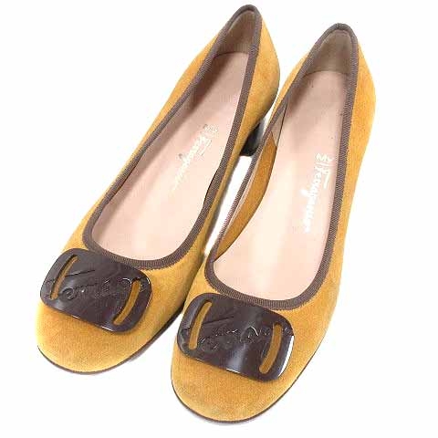 【中古】サルヴァトーレフェラガモ My Ferragamo パンプス ラウンドトゥ チャンキーヒール スエード 8 1/2 26cmの通販は 5,644円