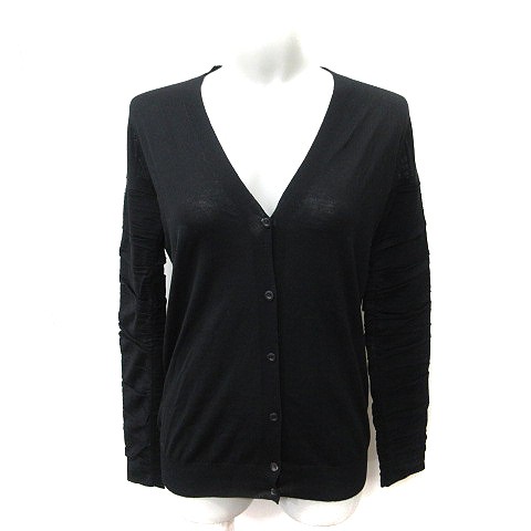 【中古】プラダ PRADA ニット カーディガン ウール 長袖 42 XL 黒 ブラック /YI ■GY19 レディースの通販は