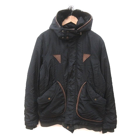 【中古】アヴィレックス AVIREX ジャケット フード 総裏地 L 黒 ブラック 茶 ブラウン /MS ■GY12 メンズの通販は