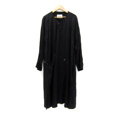 【中古】ズッカ zucca レーヨンツイルワンピース ロング丈 長袖 無地 M 黒 ブラック ZU83FH421 ■GY12 レディースの通販は 9,800円