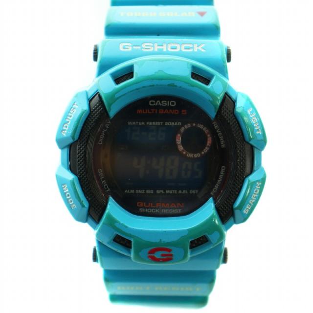 【中古】カシオジーショック CASIO G-SHOCK GULFMAN ガルフマン GW-9100BL 腕時計 電波 ソーラー デジタル 青 ブルーの通販は 6,800円
