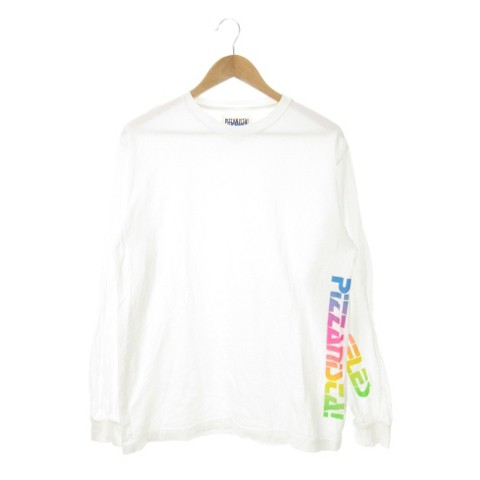 【中古】ロンハーマン Ron Herman × ピッツァニスタ PIZZANISTA! RAINBOW LOGO LS TEE Tシャツ 長袖 プリント L 白の通販は