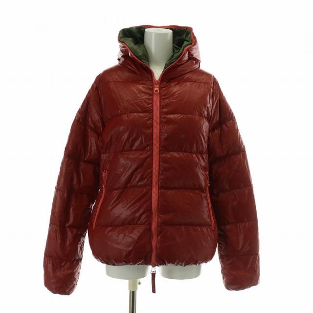 【中古】DUVETICA ティア Thia ダウンジャケット アウター ナイロン フード ジップアップ 42 L 赤 D.910.01-1035Rの通販は 8,800円