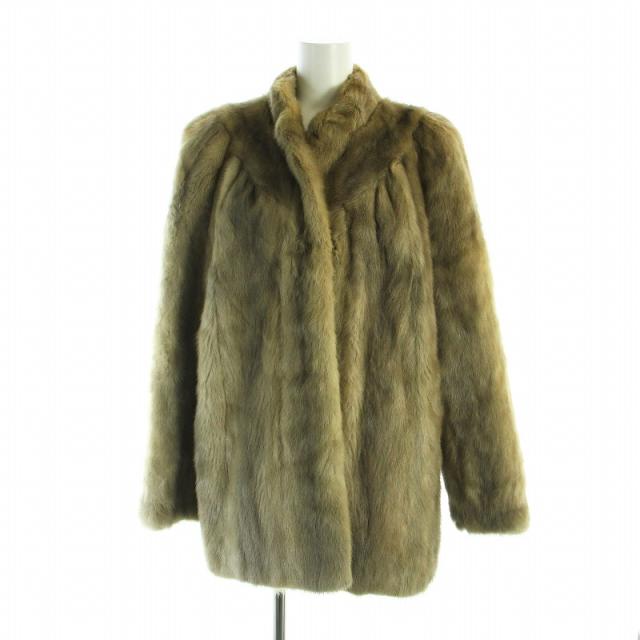 【中古】サガミンク SAGA MINK 銀サガ 毛皮コート ミンクファー 染色 カラーミンク ミドル 裏地総柄 長袖 総裏地 白