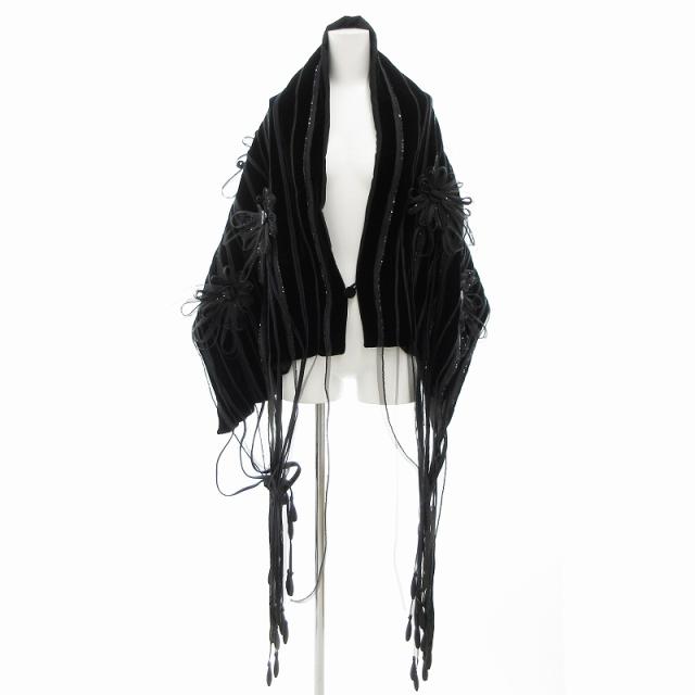 Giorgio Armani ブラック マフラー フリンジ付き Giorgio Armani