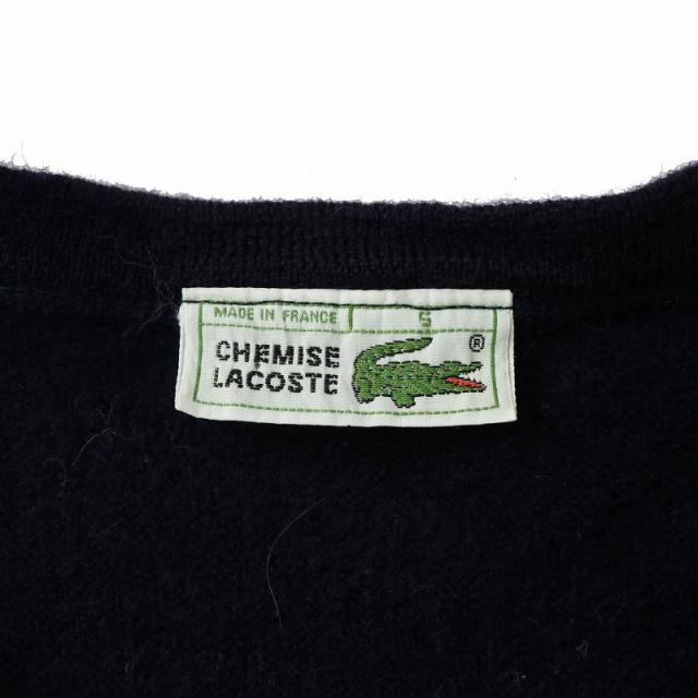 90s シュミーズ ラコステ ワニ ロゴ ワッペン コットン カーディガン CHEMISE LACOSTE 70s Vネックセーター フランス製 90年代 フランス製