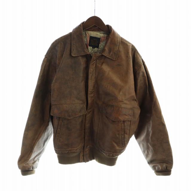 【中古】アヴィレックス AVIREX TYPE G-1 レザージャケット 革ジャン 長袖 ジップアップ ロゴ 裏地総柄 L 茶 中古】アヴィレックス AVIREX TYPE G-1 レザージャケット 革ジャン