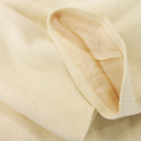 【中古】パハマン Pachman ブラウス ツイード ラウンドネック 七分袖 フレアスリーブ バックスナップボタン 黄 中古】パハマン Pachman ブラウス ツイード ラウンドネック 七分袖