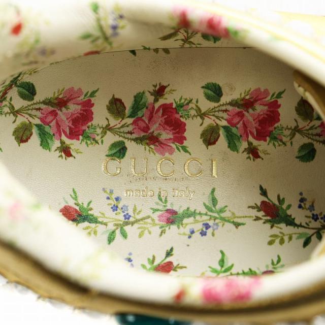 【美品】グッチ　GUCCI スニーカー ゴールド シェリーライン 花柄 中古】グッチ GUCCI シェリーライン スニーカー シューズ ライン