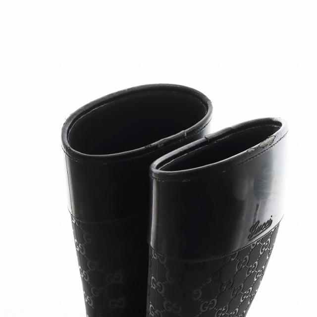 中古】グッチ GUCCI GGロゴ レインブーツ ロングブーツ ラバー 36 黒