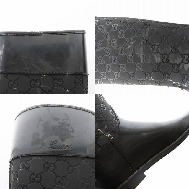 中古】グッチ GUCCI GGロゴ レインブーツ ロングブーツ ラバー 36 黒