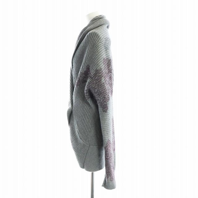 エトロ ETRO ニットカーディガン 長袖 総柄 ショールカラー ロング ロゴ S/M グレー ■GY19 /MQ レディース 中古】エトロ ETRO ニットカーディガン 長袖 総柄 ショール